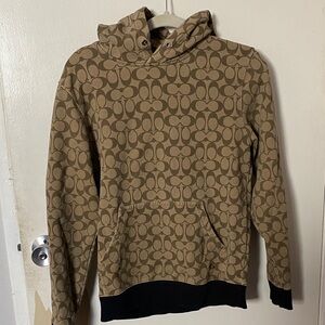 Coach Tan Patterned Hoodie Jacket